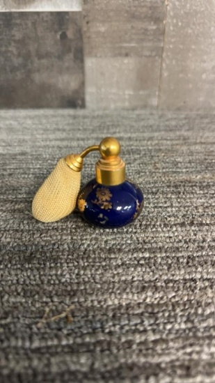VTG LIMOGES FRANCE COBLAT BLUE PERFUME ATOMIZER