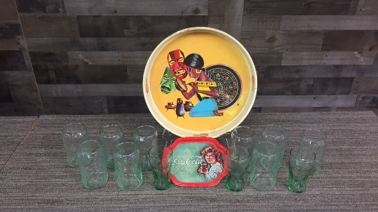 COCA-COLA GLASS CAN CUPS, JARRITOS TIN TRAY & MORE