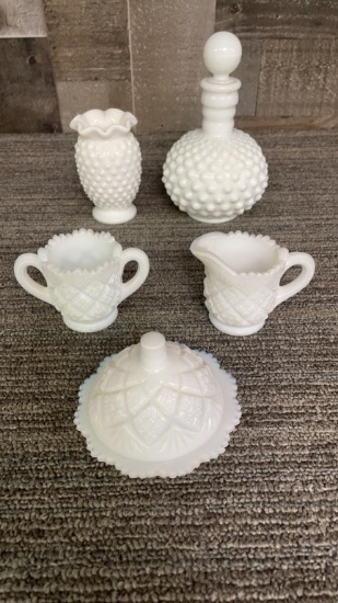 WESTMORELAND MILK GLASS MINI BUTTER DISH & MORE