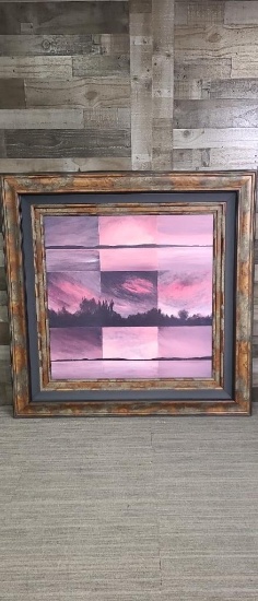 "HORIZONTAL LINES" ABSTRACT PAINTING BY F.H