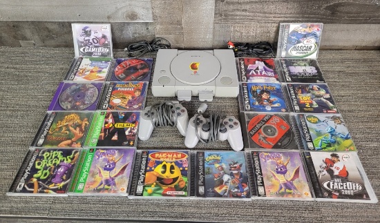 PLAYSTATION 1 CONSOLE, CONTROLLERS, & GAMES