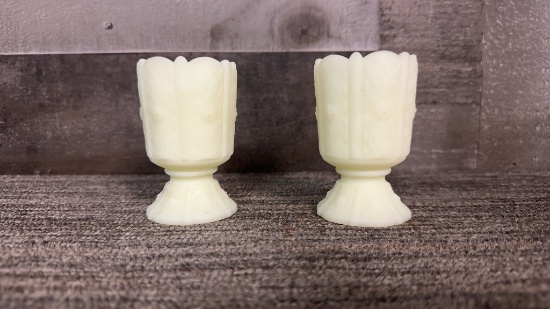 FENTON SATIN URANIUM GLASS TOOTHPICK HOLDERS
