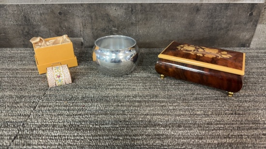 NAMBE BOWL, HANDBAG TRINKET BOX, & MUSIC BOX