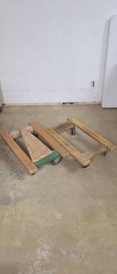 PAIR OF FLAT TOP HARDWOOD ANVIL DOLLYS