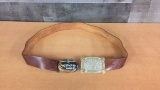 LEATHER BELT, STONE BUCKLE, & HORSE THEMED BUCKLE