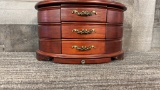 WOOD HALF MOON 3-TIER JEWELRY BOX