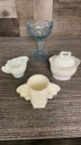 URANIUM HORSE HEAD VASE, MILK GLASS & MORE