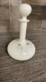 VTG HAND PAINTED MILK GLASS DECANTER