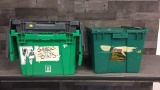 3) HARD PLASTIC INDUSTRIAL HINGE LID TOTES