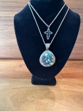 2 STERLING SILVER & STONE NECKLACES WITH STONES 33