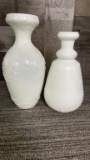 VICTORIAN MILK GLASS DECANTER VASES