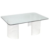 CONTEMPORARY SOLID GLASS RECTANGLE DINING TABLE
