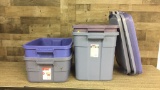 4) RUBBERMAID STORAGE TOTES WITH LIDS