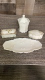 HAND PAINTED MILK GLASS VANITY SET