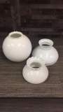 3) MILK GLASS OIL LAMP SHADES