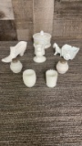 MILK GLASS TABLE ACCESSORIES: TOOTHPICK HOLDERS +