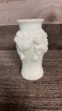 VTG TIFFIN MILK GLASS POPPIES VASE