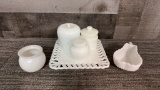 VINTAGE MILK GLASS VANITY ITEMS