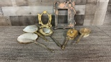 VTG HAIR BRUSH & MIRROR SETS & METAL PHOTO FRAMES