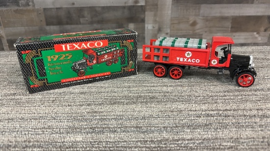 TEXACO DIE-CAST METAL COIN BANK WITH KEY