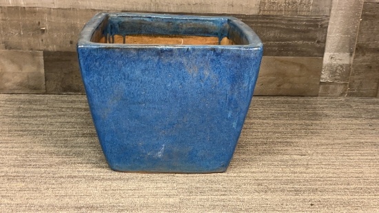 LARGE BLUE TERRACOTTA POT