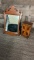 VICTORIAN INLAY WOOD TABLE CABINET & WALL MIRROR