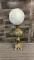 ANTIQUE B&H ELECTRIFIED BRASS OIL LAMP WITH SHADE