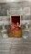 HARDWOOD LIQUOR BOX WITH GLASS DECANTERS