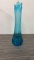 MCM LE SMITH HANDCRAFTED BLUE GLASS SWUNG VASE