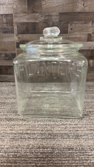 VTG PLANTERS PEANUTS COUNTER JAR WITH LID