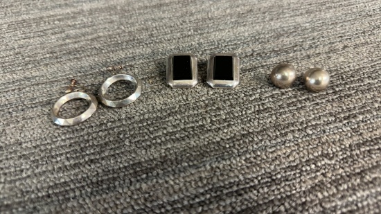 3) PAIR OF STERLING SILVER EARRINGS. 33G