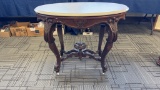 ROSEWOOD MARBLE TOP PARLOR TABLE.
