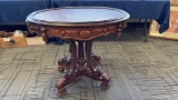 GRANITE TOP PARLOR TABLE.