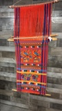 VIBRANT BIRD & FLORAL LOOM WEAVING WALL TAPESTRY