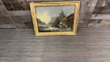 ANTIQUE LANDSCAPE PAINTING ON BOARD