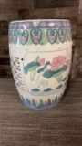 CHINESE PINK & GREEN CERAMIC GARDEN STOOL
