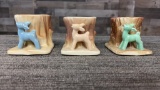 3) MCM MORTON POTTERY DEER & STUMP PLANTERS
