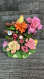 CAPODIMONTE PORCELAIN FLOWER & BIRD STATUE