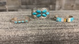 3) STERLING SILVER & TURQUOISE BRACELETS 72G