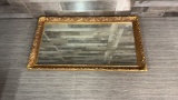 VTG LARGE ORNATE GOLD FRAMED WALL MIRROR