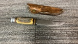 SOLINGEN GERMANY FIXED KNIFE BONE HANDLE & SHEATH