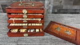 VINTAGE MAHJONG WOODEN BOX SET