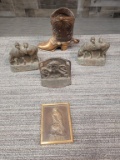 BRASS DECOR: BOOT PLANTER, USFA PLAQUE & MORE