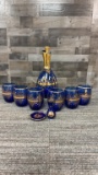 VENEZIA MURANO BLUE GLASS DECANTER & GLASSES