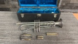 ANTIQUE J.W. YORK & SONS ENGRAVED SILVER TRUMPET
