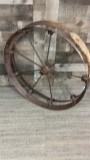 ANTIQUE CAST IRON WAGON WHEEL