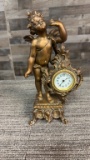 VINTAGE BRASS CHERUB WINDUP CLOCK