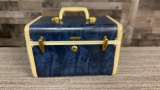 VINTAGE SAMSONITE BLUE MARBLE MAKEUP TRAIN CASE