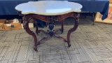 ROSEWOOD MARBLE TOP CENTER TABLE.