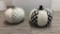 2) CERAMIC WHITE & PLAID PUMPKINS
